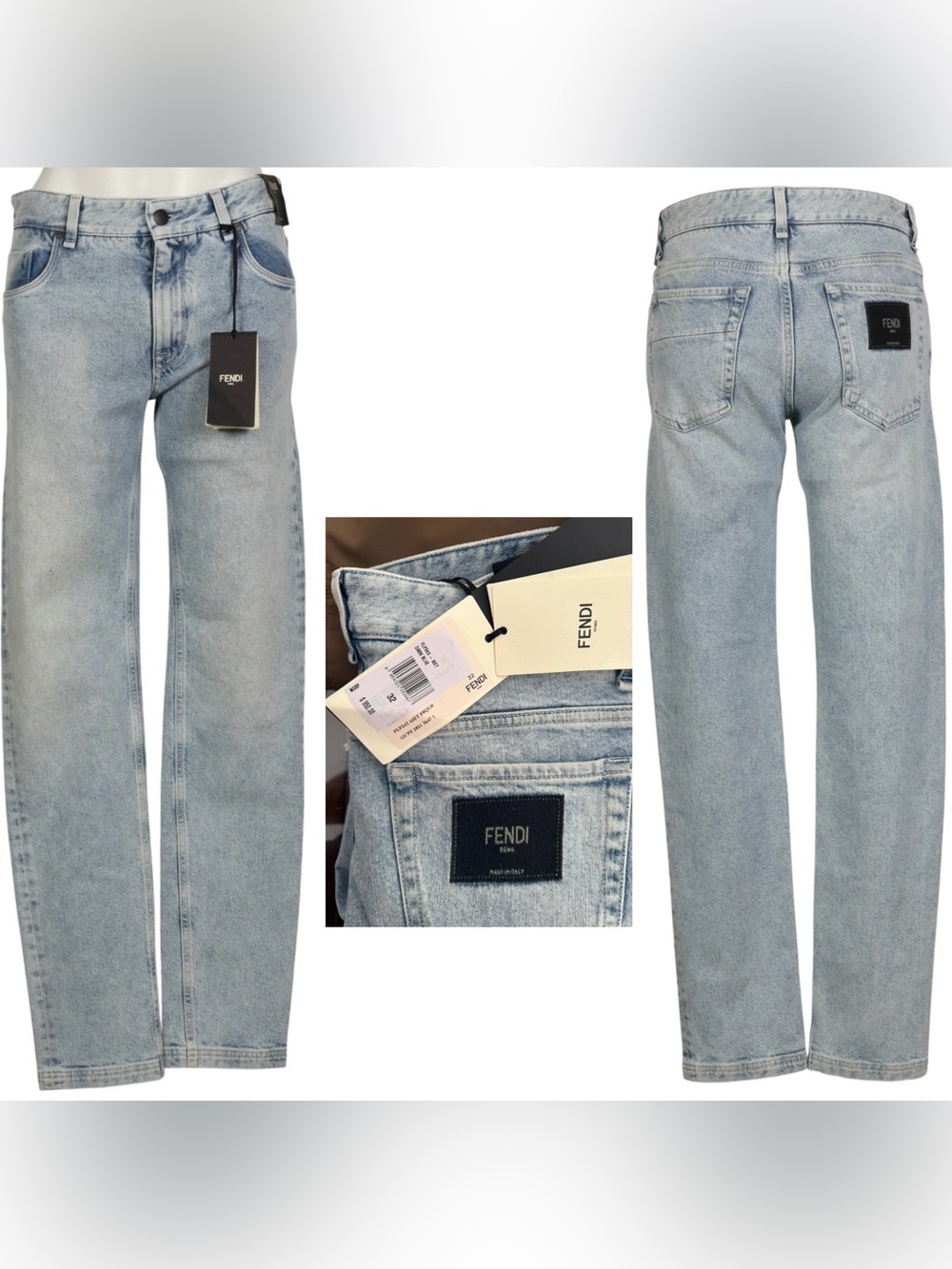 Fendi Men’s Straight Light Blue Denim Jeans